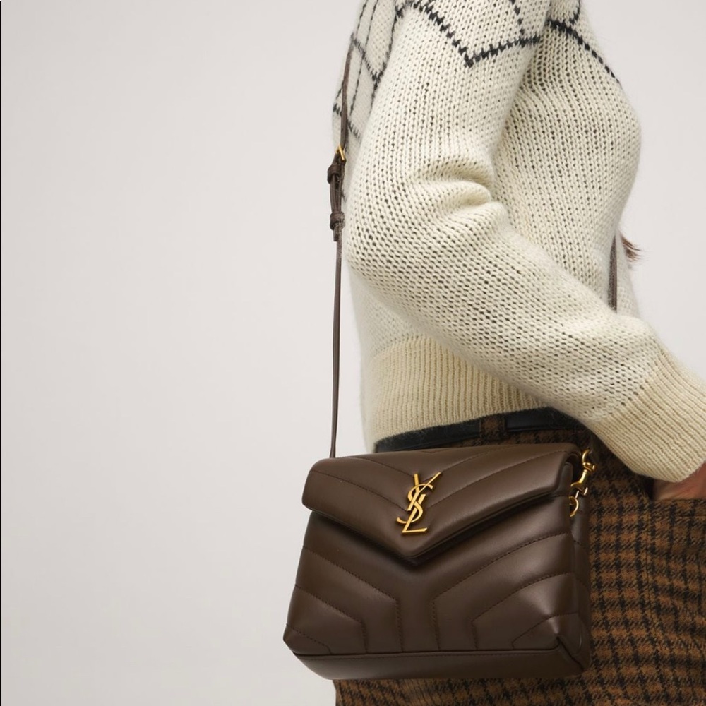 Saint Laurent YSL Loulou Toy Brilliant Matelasse Bag Brown